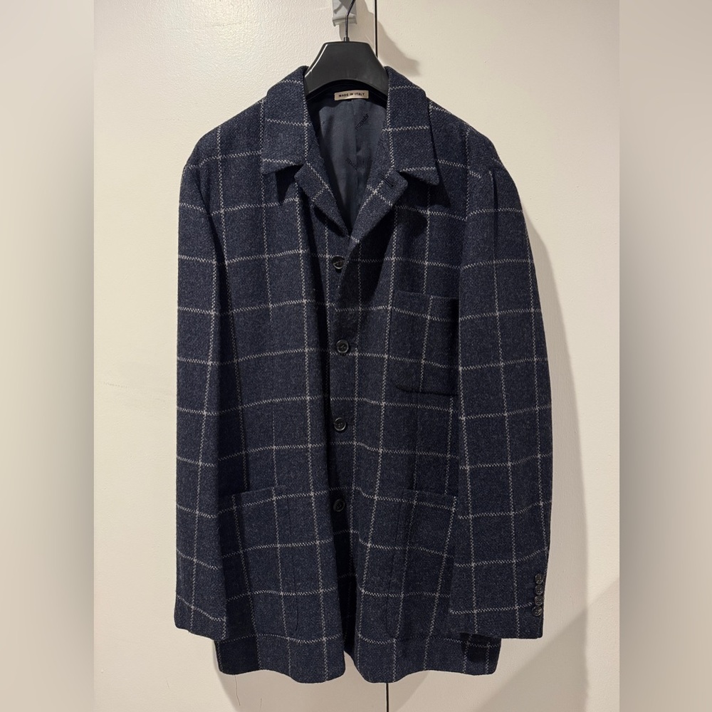 Hermes Men's 100% Wool Button Front Jacket In Navy, US42/EU52